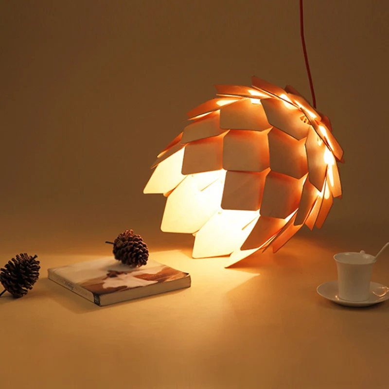 Pinecone Shade hanglamp naturel design houtachtige hanglamp voor eetkamer Clearhalo