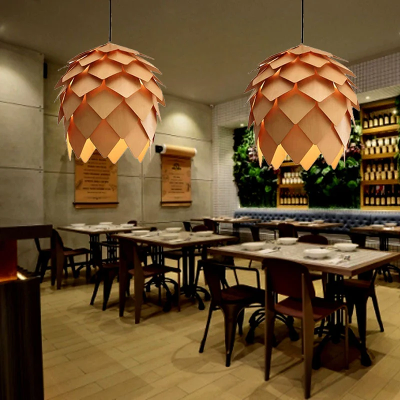 Pinecone Shade hanglamp naturel design houtachtige hanglamp voor eetkamer Clearhalo