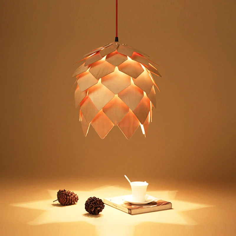 Pinecone Shade hanglamp naturel design houtachtige hanglamp voor eetkamer Clearhalo