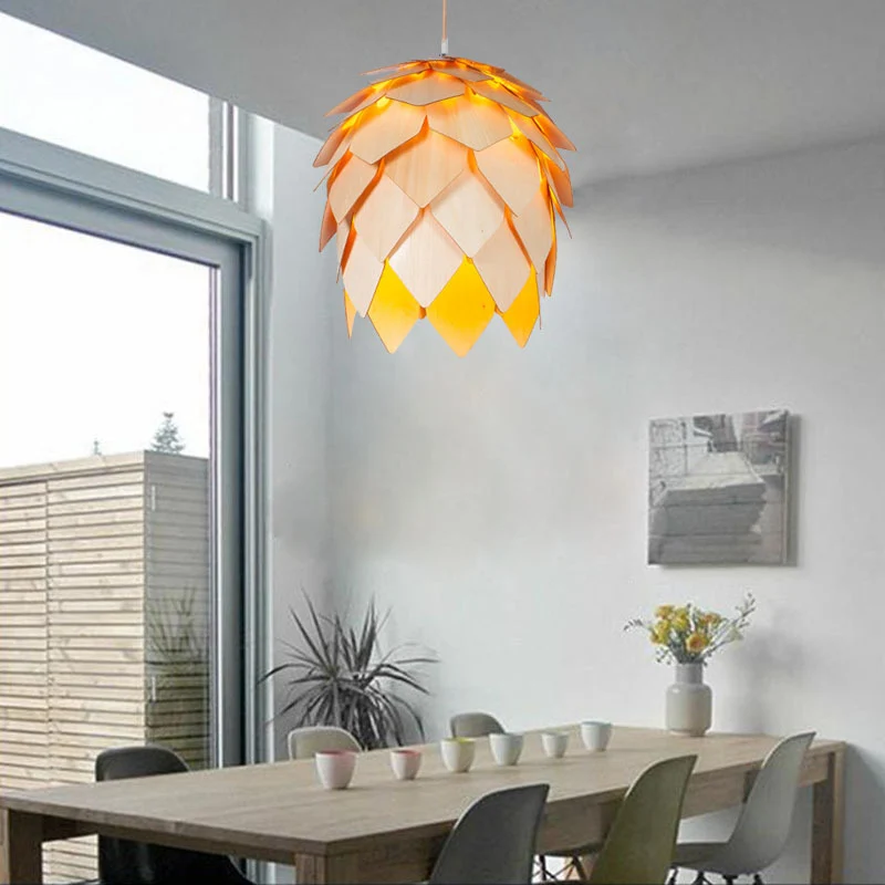 Pinecone Shade hanglamp naturel design houtachtige hanglamp voor eetkamer Clearhalo