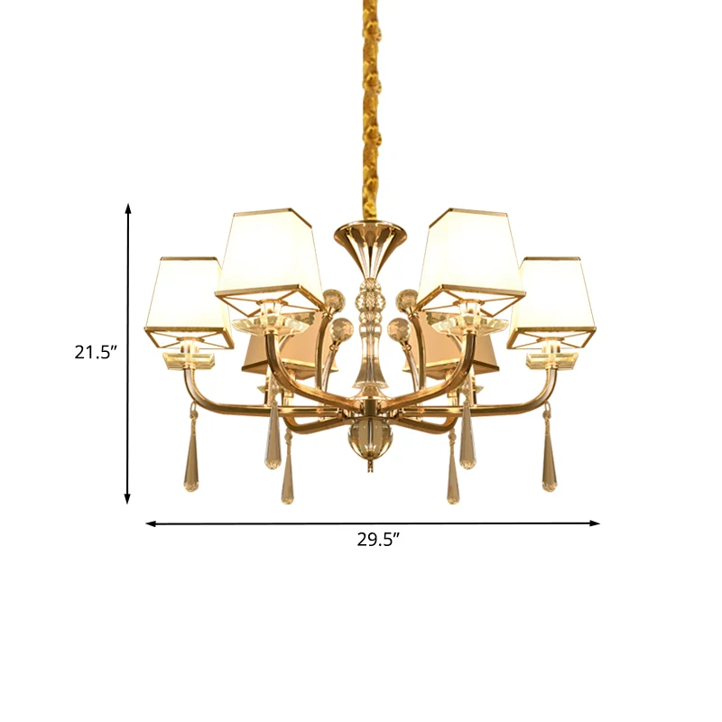 Piramide witte glazen kroonluchter lichte hedendaagse kristallen hanger met 6 koppen champagne Clearhalo