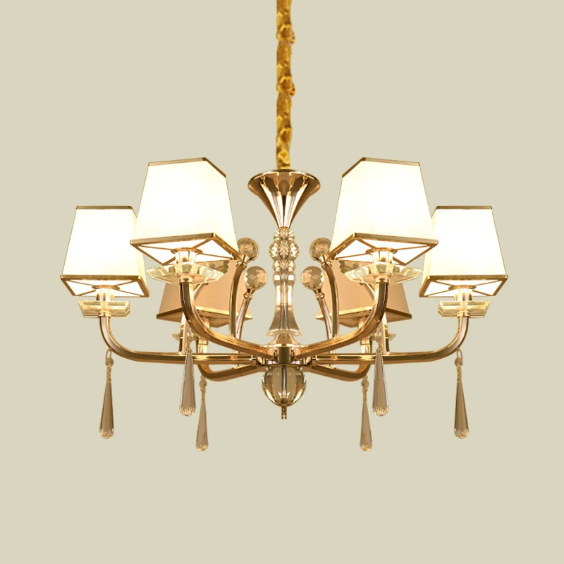 Piramide witte glazen kroonluchter lichte hedendaagse kristallen hanger met 6 koppen champagne Clearhalo