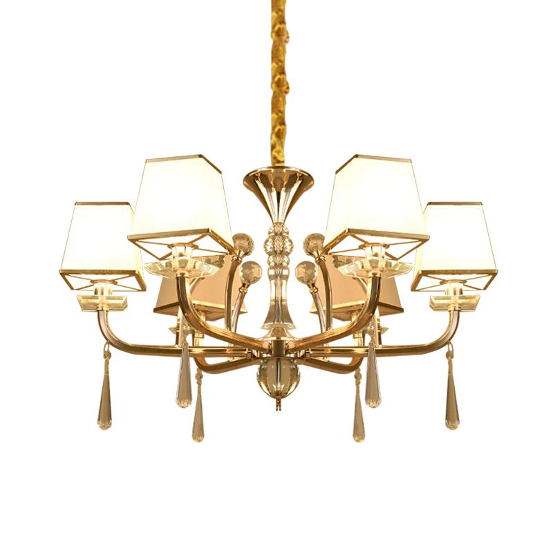 Piramide witte glazen kroonluchter lichte hedendaagse kristallen hanger met 6 koppen champagne Clearhalo