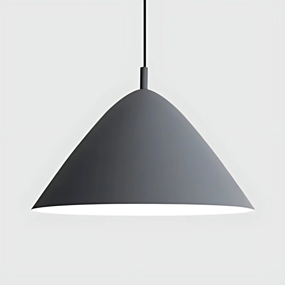 Piramide-hanglamp eenvoudige stijl, metalen monochrome hanglamp met enkele lamp zwart/grijs/wit voor studeerkamer Clearhalo
