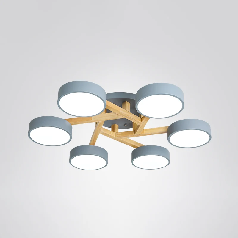 Plafondinbouwlamp met houten tak Minimalistische LED-semi-inbouwlamp met ronde acrylkap Clearhalo