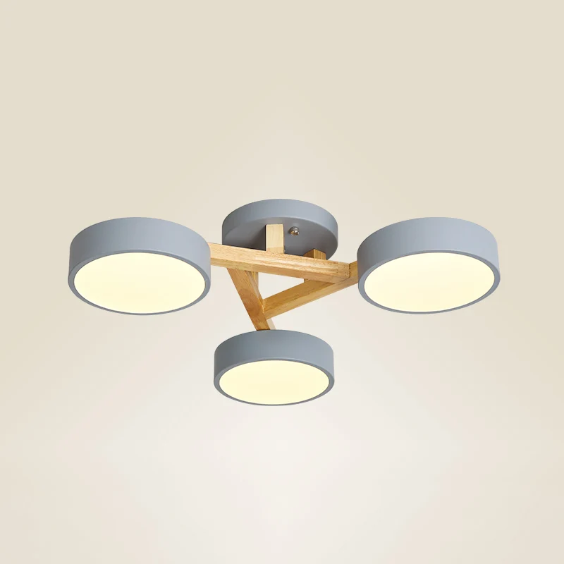 Plafondinbouwlamp met houten tak Minimalistische LED-semi-inbouwlamp met ronde acrylkap Clearhalo