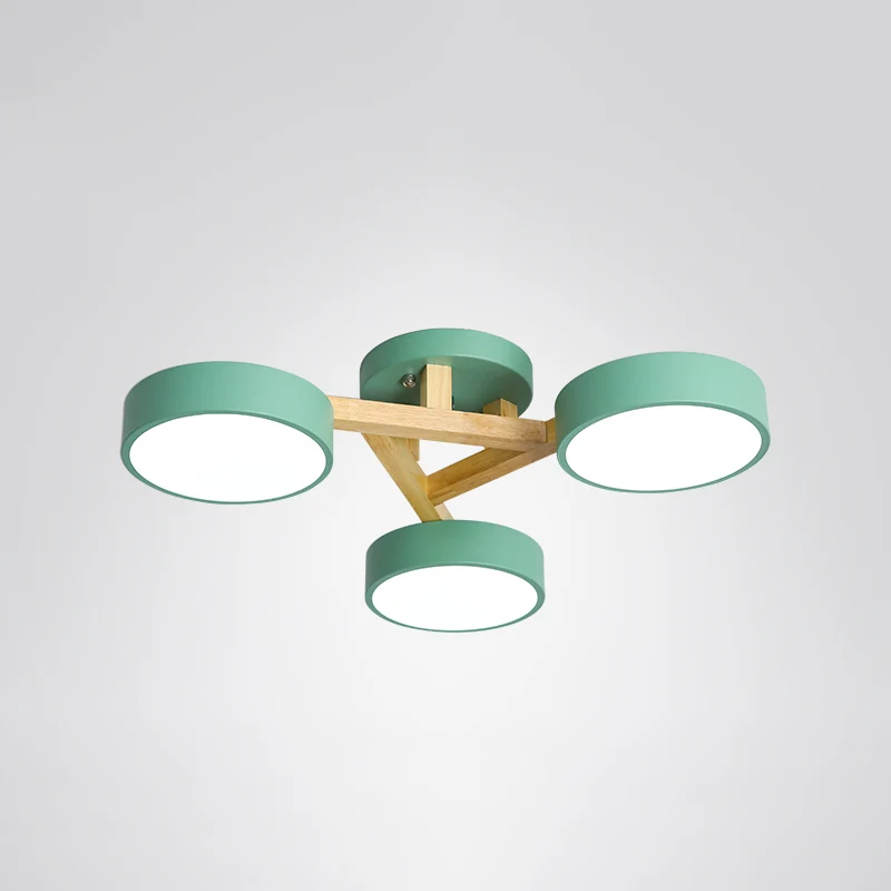 Plafondinbouwlamp met houten tak Minimalistische LED-semi-inbouwlamp met ronde acrylkap Clearhalo