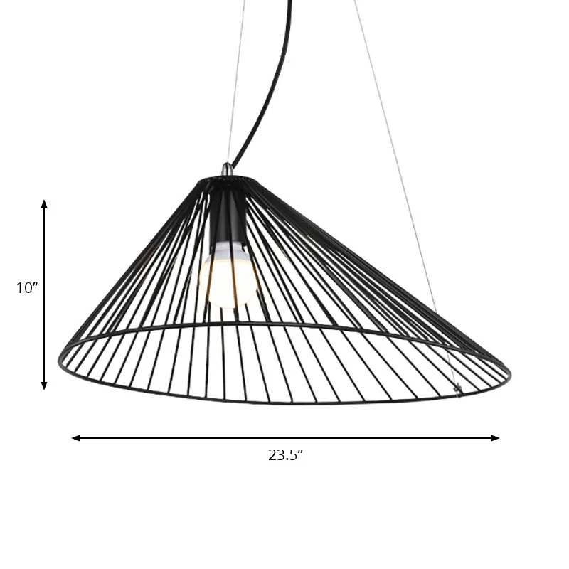 Plafondlamp met draadkooi, 1 lamp, moderne, eenvoudige hangende hanger zwart voor eetkamer Clearhalo