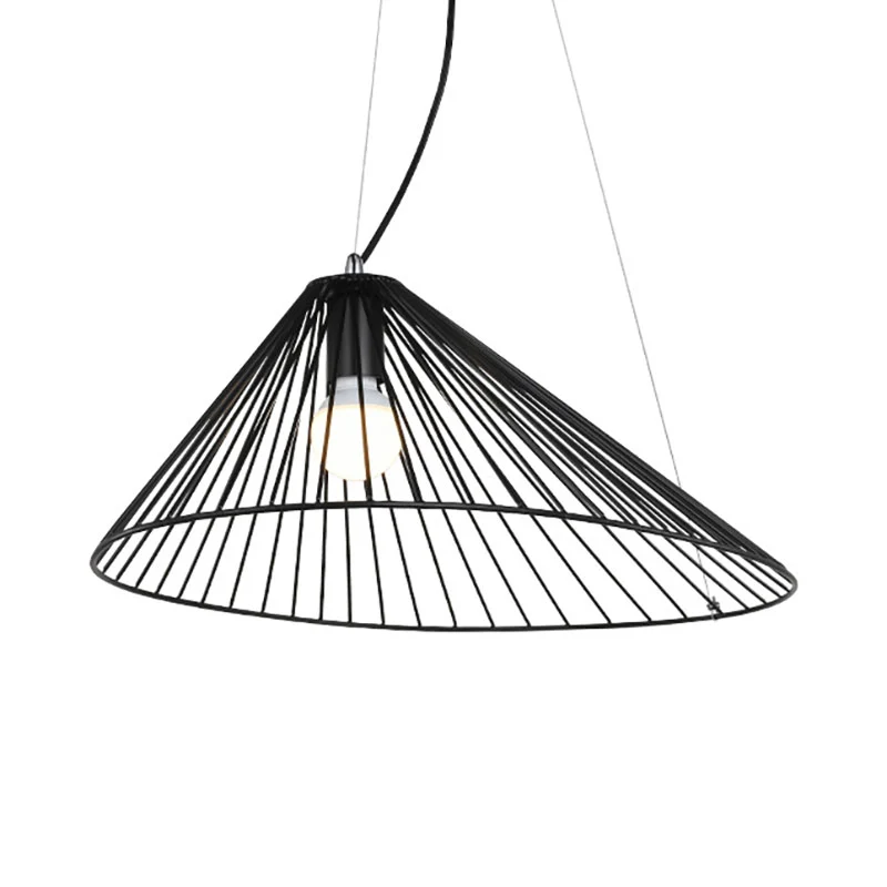 Plafondlamp met draadkooi, 1 lamp, moderne, eenvoudige hangende hanger zwart voor eetkamer Clearhalo