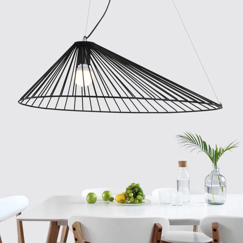 Plafondlamp met draadkooi, 1 lamp, moderne, eenvoudige hangende hanger zwart voor eetkamer Clearhalo