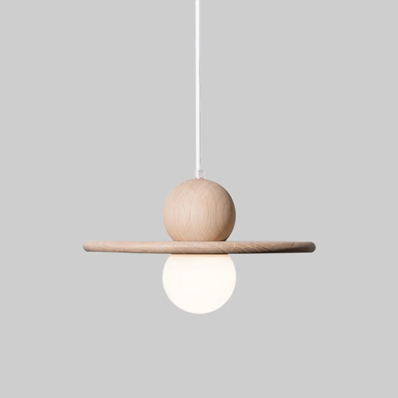 Plafondlamp met houten plaat, minimalistische enkele kop, beige hanglamp voor eetkamer Clearhalo