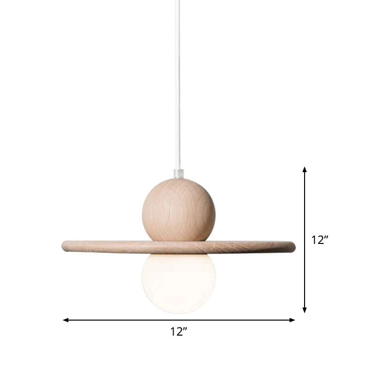 Plafondlamp met houten plaat, minimalistische enkele kop, beige hanglamp voor eetkamer Clearhalo