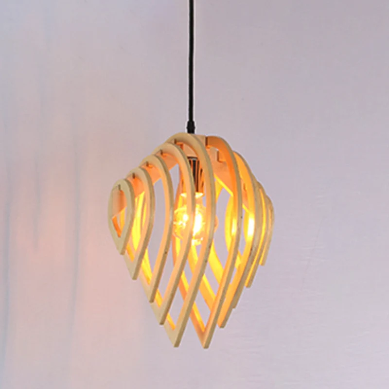 Plafondverlichting voor slaapkamer met 1 lamp Aziatisch beige hanglamp met lasergesneden houten kap Clearhalo