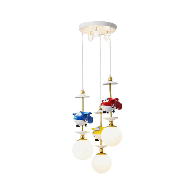 Plane Multi Light Hanglamp voor kinderen, metaal, 3/5 lampen, hanglamp voor kinderslaapkamer goud Clearhalo