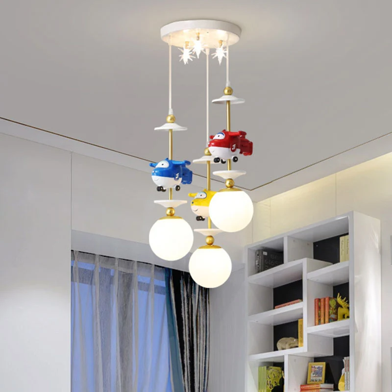 Plane Multi Light Hanglamp voor kinderen, metaal, 3/5 lampen, hanglamp voor kinderslaapkamer goud Clearhalo