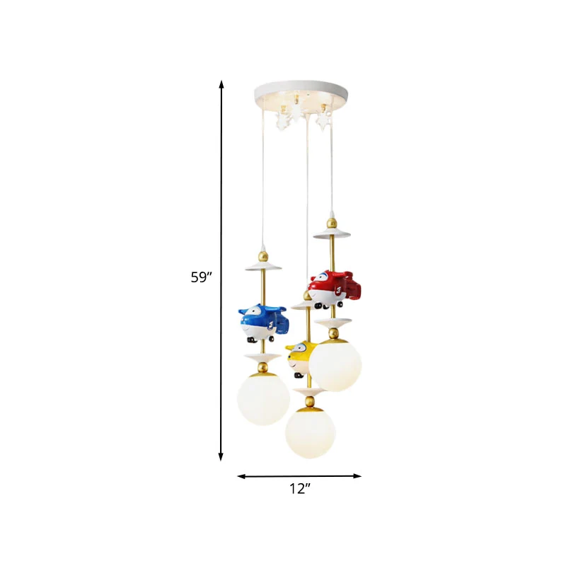 Plane Multi Light Hanglamp voor kinderen, metaal, 3/5 lampen, hanglamp voor kinderslaapkamer goud Clearhalo