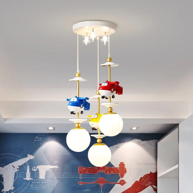 Plane Multi Light Hanglamp voor kinderen, metaal, 3/5 lampen, hanglamp voor kinderslaapkamer goud Clearhalo