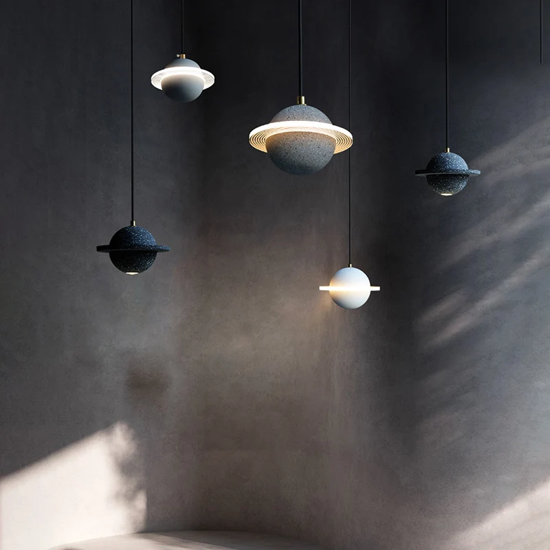Planeetvormige LED-hanglamp Cement Hanglamp met één lamp de slaapkamer Clearhalo