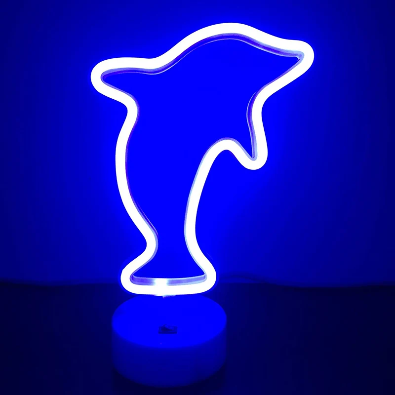 Plastic Dolfijn Nachtlamp Minimalistische LED-tafelverlichting op batterijen wit Clearhalo