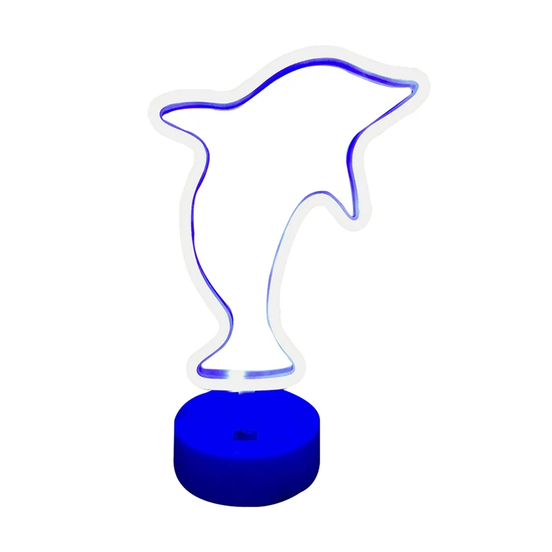 Plastic Dolfijn Nachtlamp Minimalistische LED-tafelverlichting op batterijen wit Clearhalo