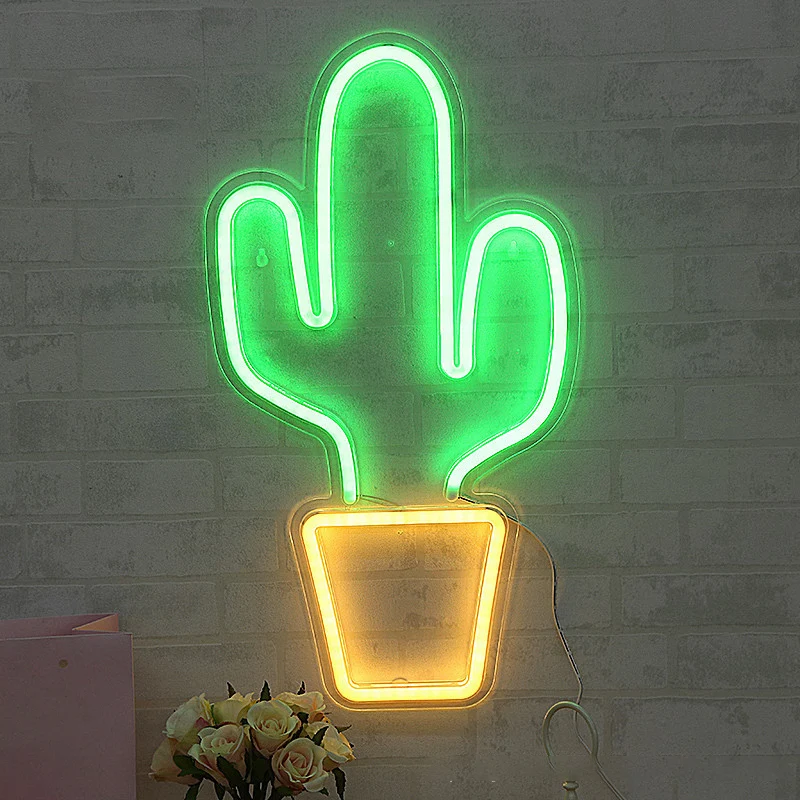 Plastic potcactus-nachtkastjelamp Creatief USB-aangedreven LED-wandnachtlampje wit Clearhalo