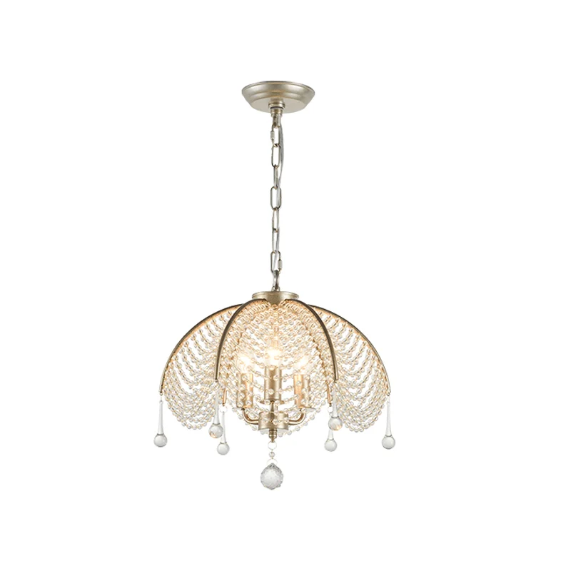 Platteland geschulpte kroonluchterlamp Crystal Strand plafond hanglamp messing voor eetkamer Clearhalo