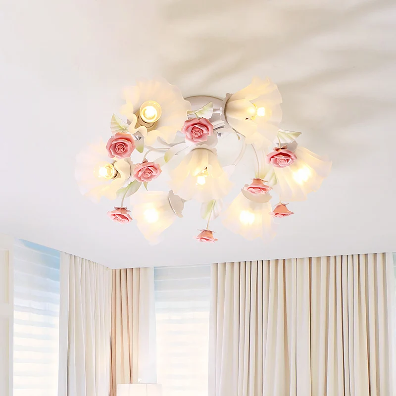 Platteland spiraal semi-mount verlichting 7 lampen wit glas verzonken plafondlamp voor woonkamer Clearhalo