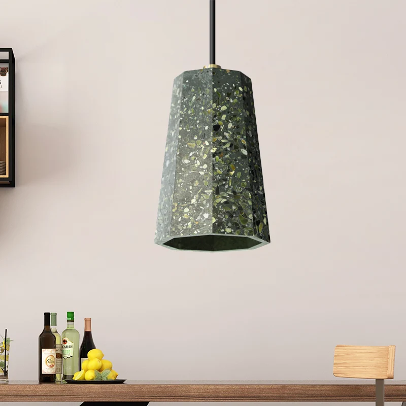 Polygon Restaurant-plafondhanglamp Terrazzo 1-kops Scandinavische hanglampenset zwart/rood/groen Clearhalo