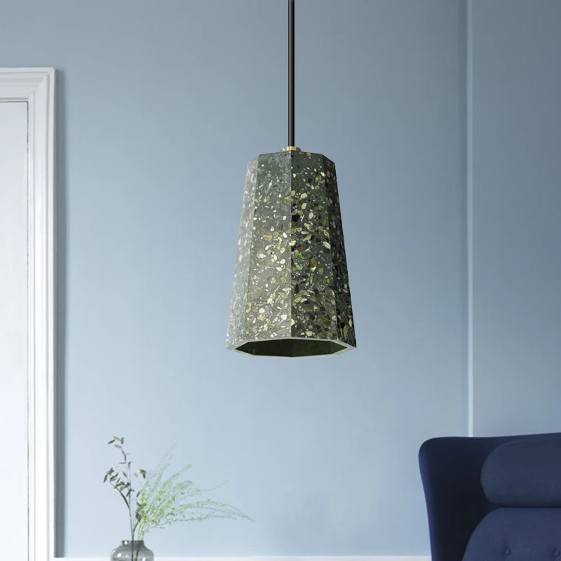 Polygon Restaurant-plafondhanglamp Terrazzo 1-kops Scandinavische hanglampenset zwart/rood/groen Clearhalo
