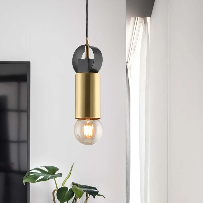 Post Modern Tube Mini Pendulum Light Metallic 1-lamps slaapkamer hanglamp messing afwerking Clearhalo