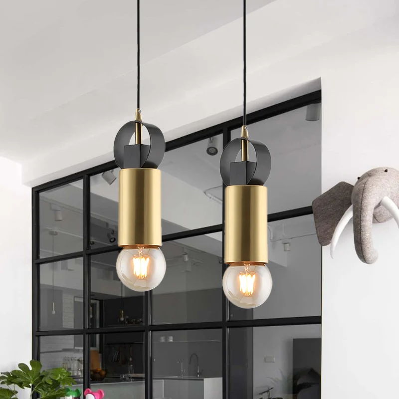 Post Modern Tube Mini Pendulum Light Metallic 1-lamps slaapkamer hanglamp messing afwerking Clearhalo