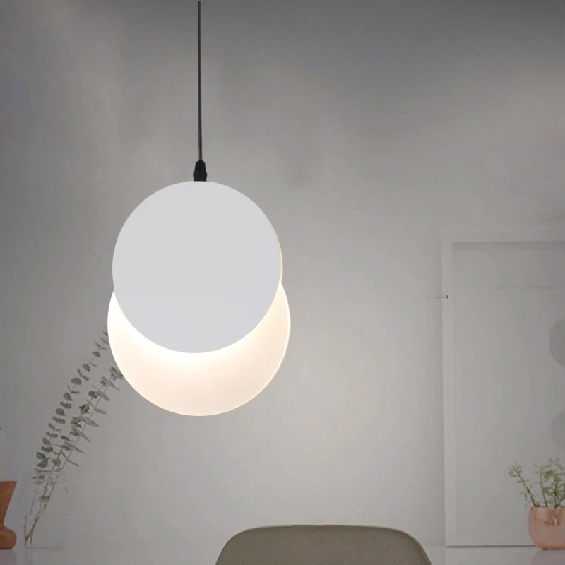 Post moderne LED hangende hanglamp zwart/wit draaibaar halvemaanvormig druppellicht met acryl kap warm/wit licht, 7"/11"W...