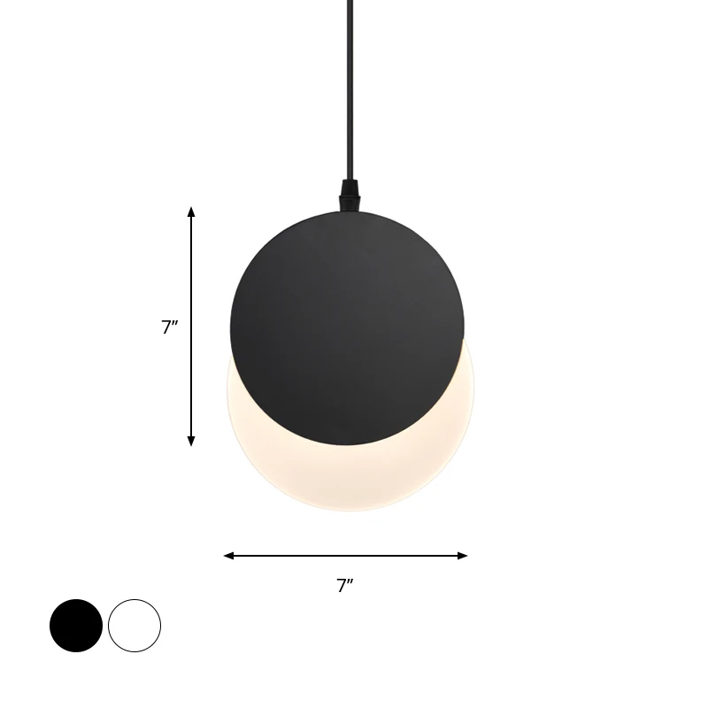 Post moderne LED hangende hanglamp zwart/wit draaibaar halvemaanvormig druppellicht met acryl kap warm/wit licht, 7"/11"W...