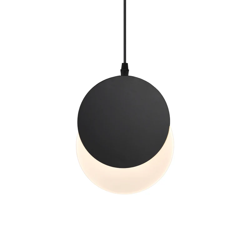Post moderne LED hangende hanglamp zwart/wit draaibaar halvemaanvormig druppellicht met acryl kap warm/wit licht, 7"/11"W...
