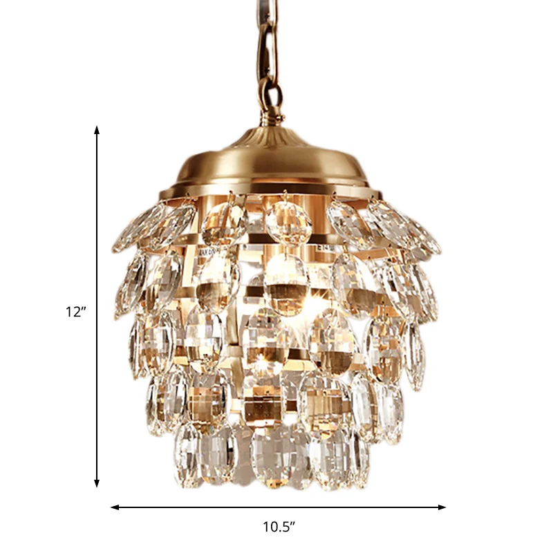 Postmoderne 5-laags gefacetteerde helderglazen kroonluchterlamp 3-lichts hanglamp goud Clearhalo