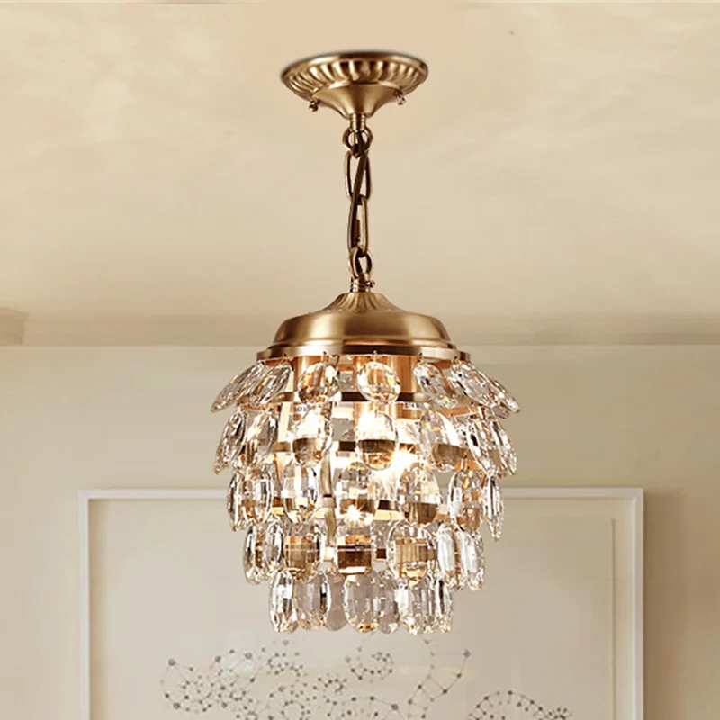 Postmoderne 5-laags gefacetteerde helderglazen kroonluchterlamp 3-lichts hanglamp goud Clearhalo