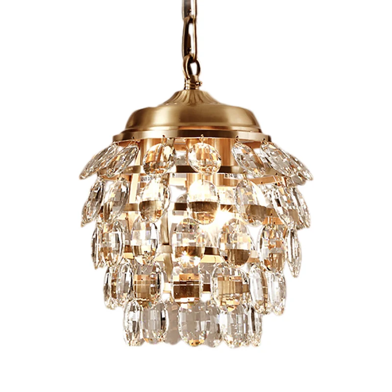 Postmoderne 5-laags gefacetteerde helderglazen kroonluchterlamp 3-lichts hanglamp goud Clearhalo