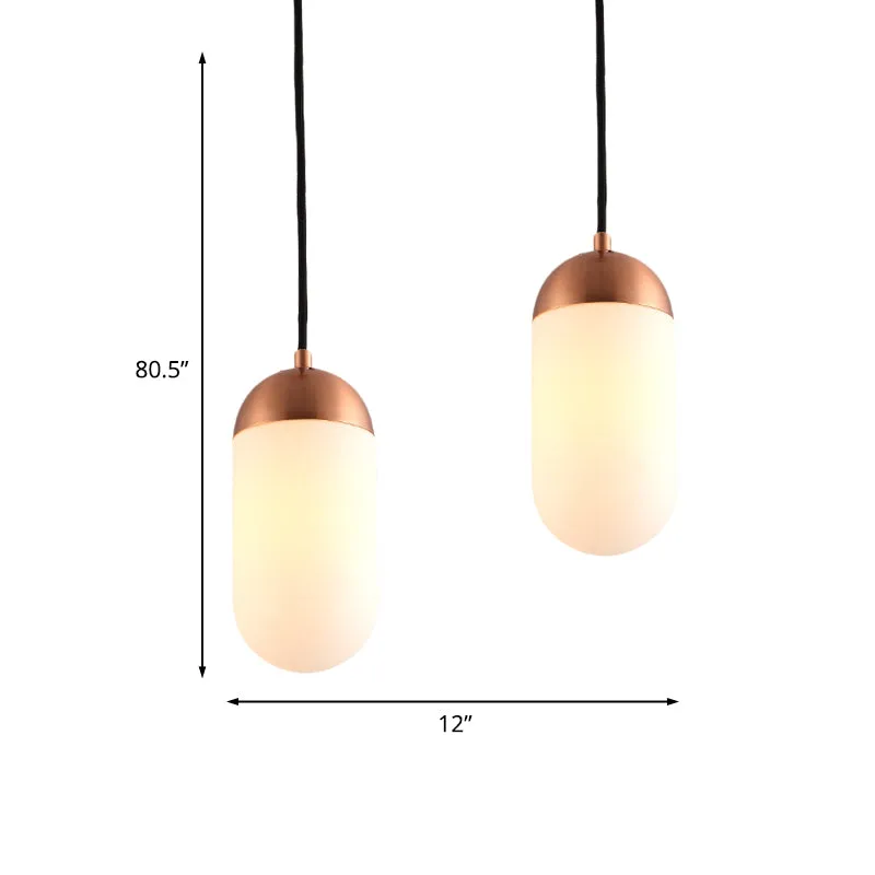 Postmoderne capsule multi-plafondlamp wit glas 2-lichts boogvormige hanglamp bij het bed koper Clearhalo