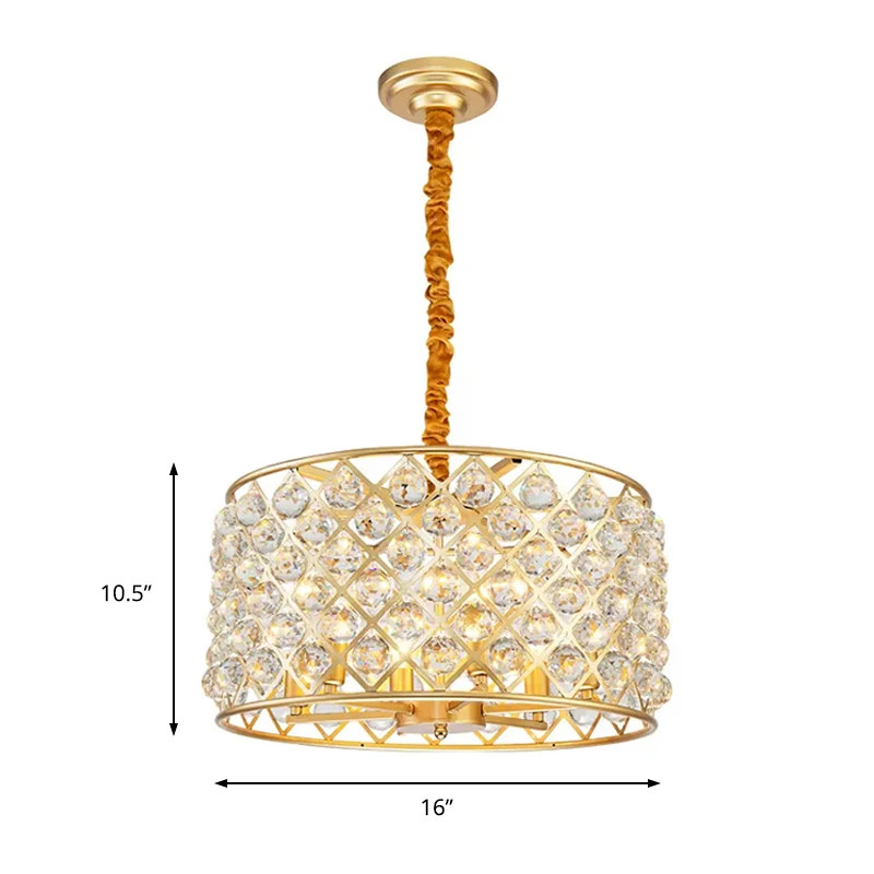 Postmoderne cilinder hanglamp kristal en metaal 6 lampen eetkamer kroonluchter licht Clearhalo