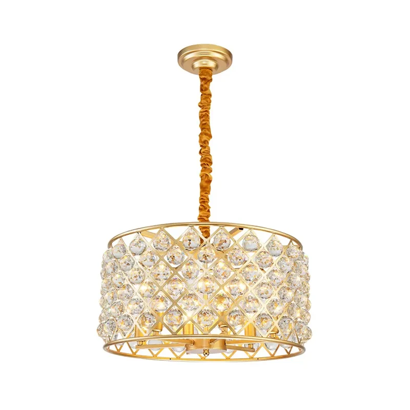 Postmoderne cilinder hanglamp kristal en metaal 6 lampen eetkamer kroonluchter licht Clearhalo