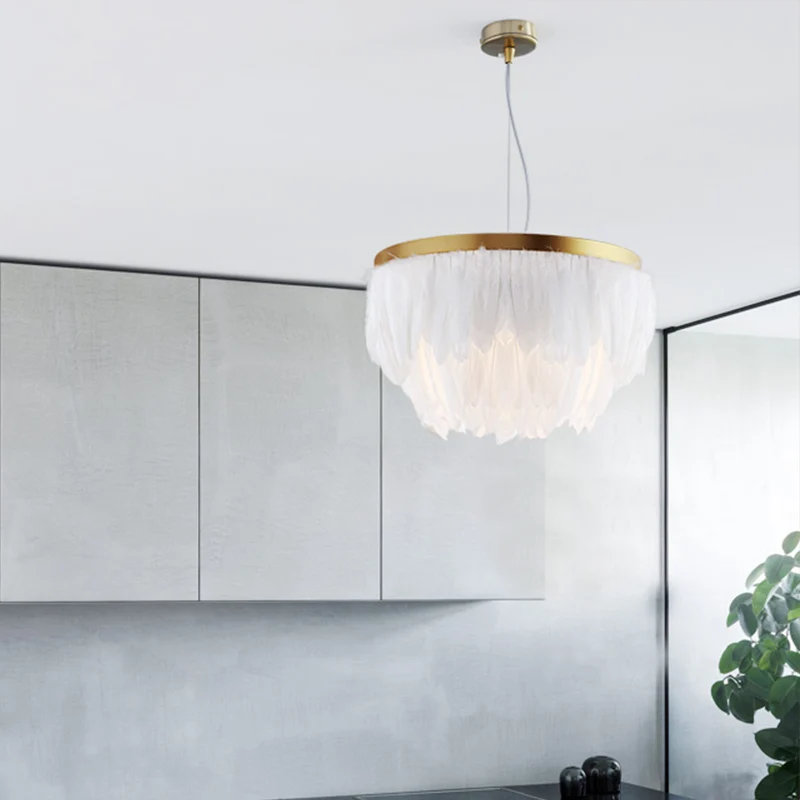 Postmoderne gelaagde hanglamp Kit Feather 1-kops eetkamer hanglamp wit/blauw Clearhalo