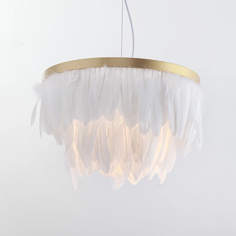 Postmoderne gelaagde hanglamp Kit Feather 1-kops eetkamer hanglamp wit/blauw Clearhalo