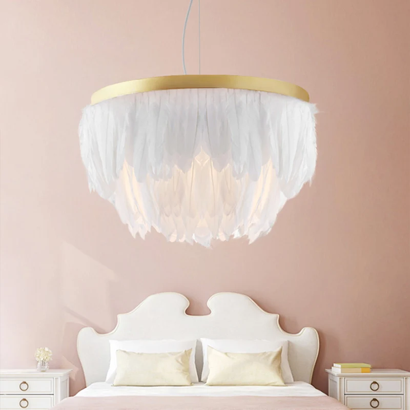 Postmoderne gelaagde hanglamp Kit Feather 1-kops eetkamer hanglamp wit/blauw Clearhalo