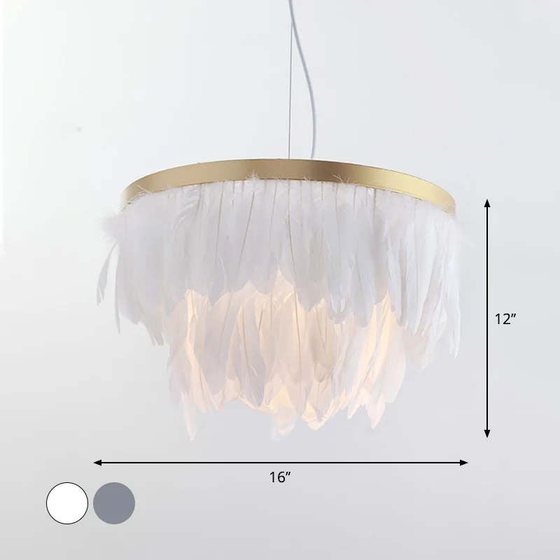 Postmoderne gelaagde hanglamp Kit Feather 1-kops eetkamer hanglamp wit/blauw Clearhalo