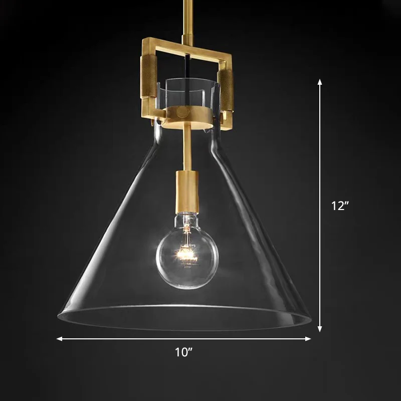 Postmoderne hanglamp met 1 kop, messing hanglamp, koepel/bol/kegel met helderglazen kap, 12"/12,5"/14" breed Clearhalo