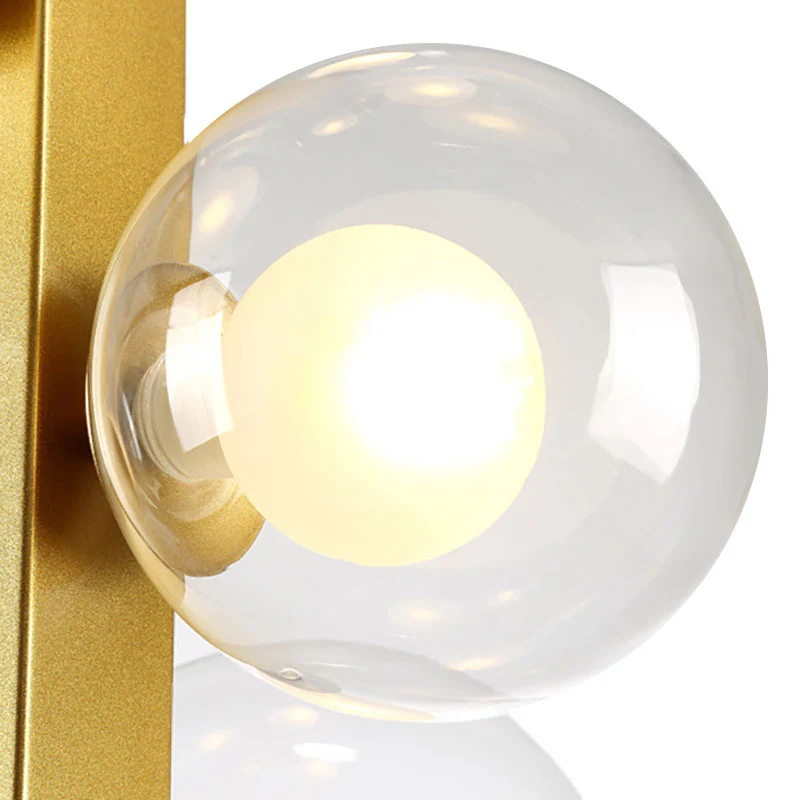 Postmoderne kroonluchter met gouden afwerking en bolschaduw 8 lichts glazen hanglamp voor eetkamer Clearhalo