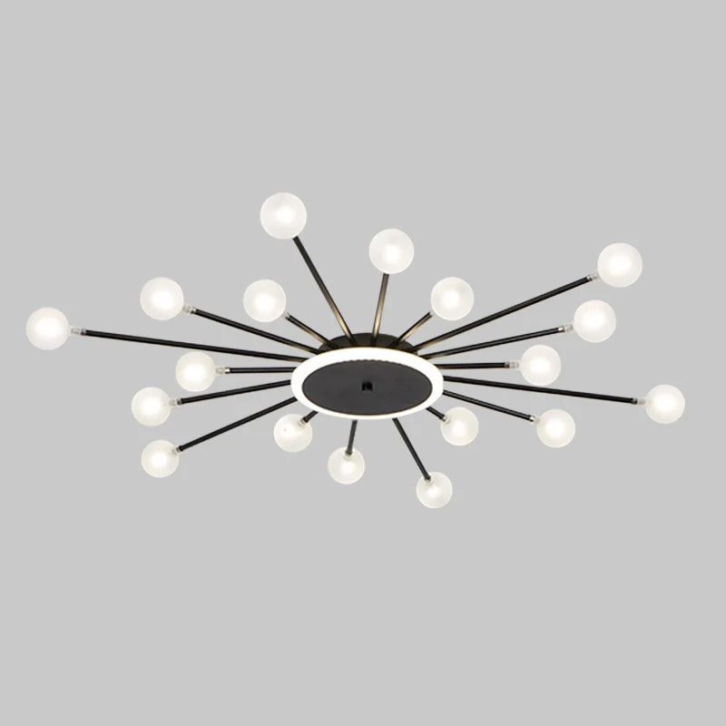 Postmoderne Starburst inbouwverlichting van matglas 18-lichts postmoderne plafondlamp zwart/goud Clearhalo