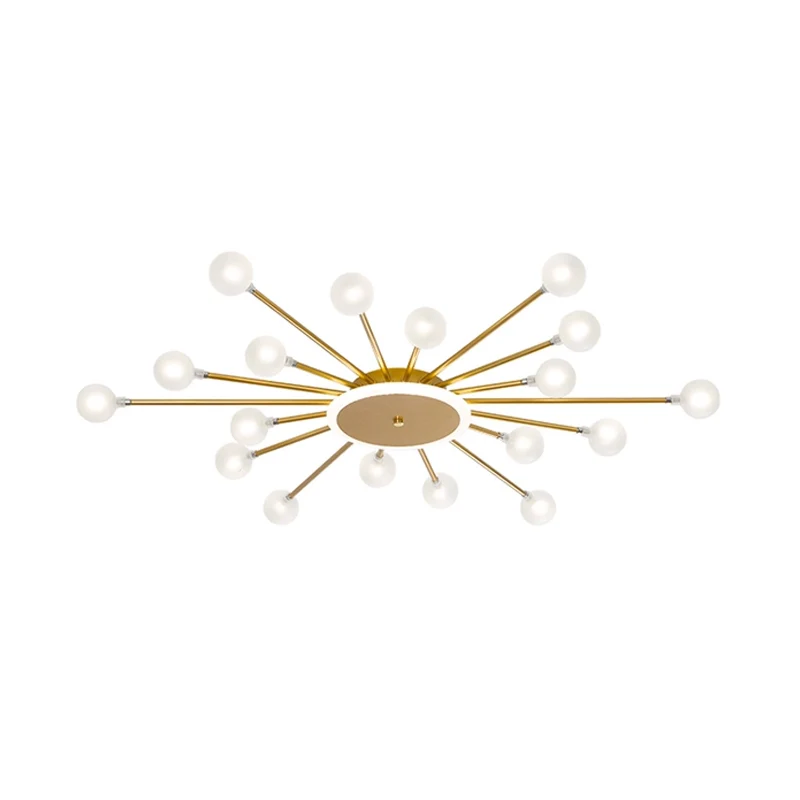 Postmoderne Starburst inbouwverlichting van matglas 18-lichts postmoderne plafondlamp zwart/goud Clearhalo
