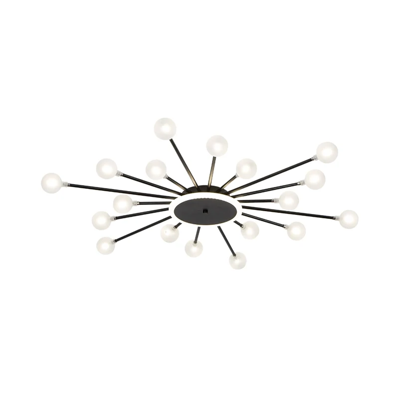 Postmoderne Starburst inbouwverlichting van matglas 18-lichts postmoderne plafondlamp zwart/goud Clearhalo