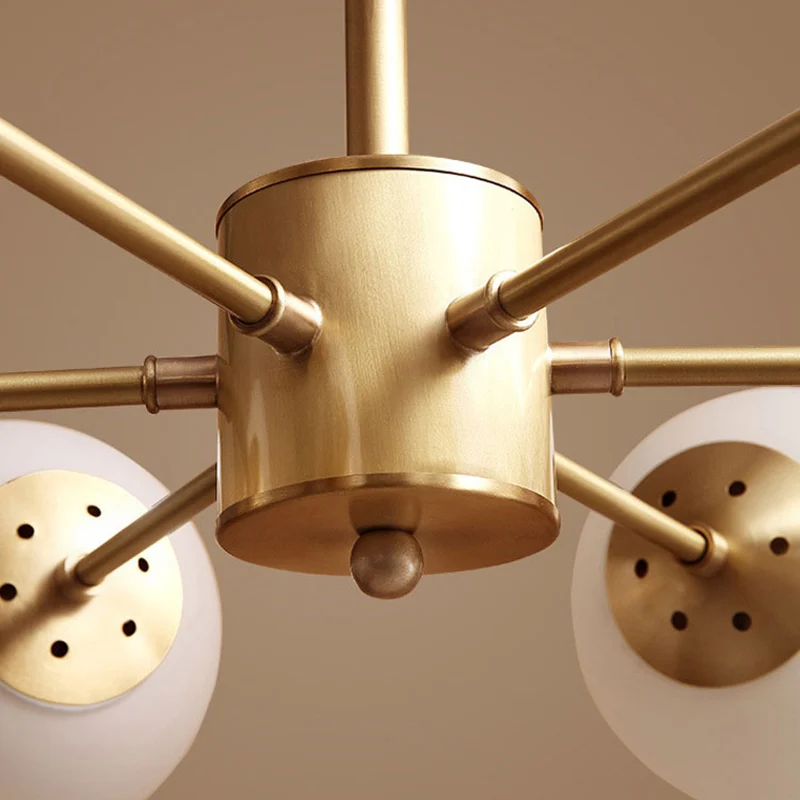 Postmoderne stijl kroonluchter, radiaal hangend plafondlicht met bolglazen kap voor eetkamer Clearhalo
